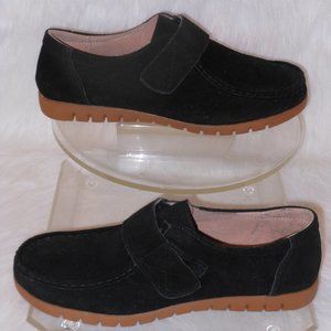 ANGEL STEP GENUINE SUEDE BLACK SHOES SIZE 11 WIDE